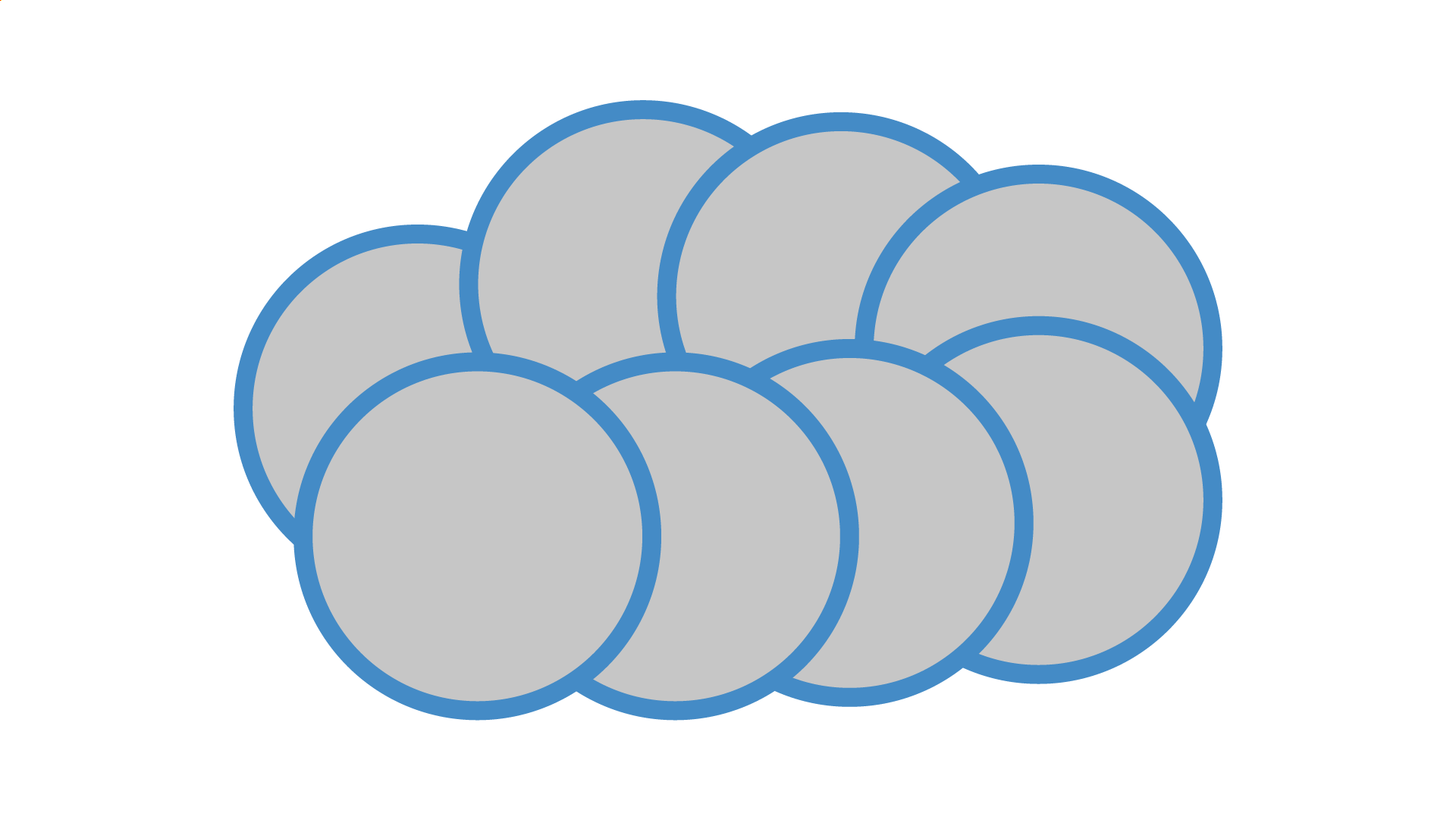 雲の形に見えるように円形を並べる