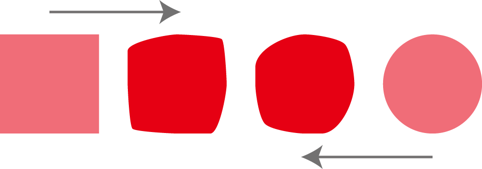 正方形と正円をブレンドした画像（ステップ数２）