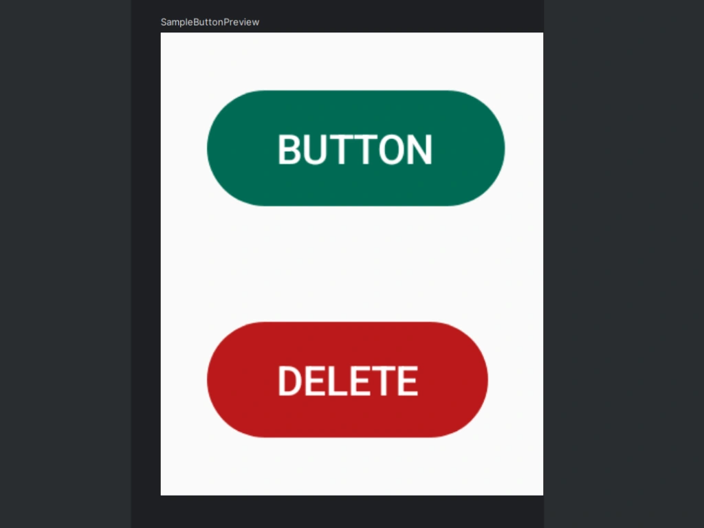 オリジナルカラースキームを適用させたマテリアルデザインのボタンの画像