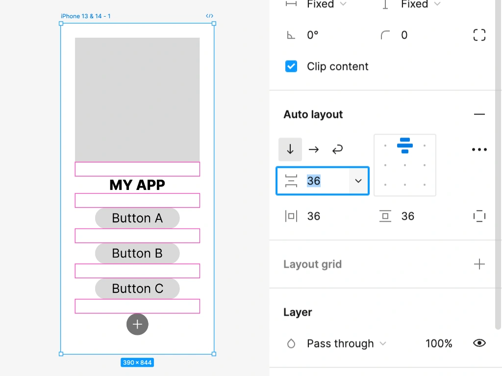 Vertical gap between itemsの数値を36に設定