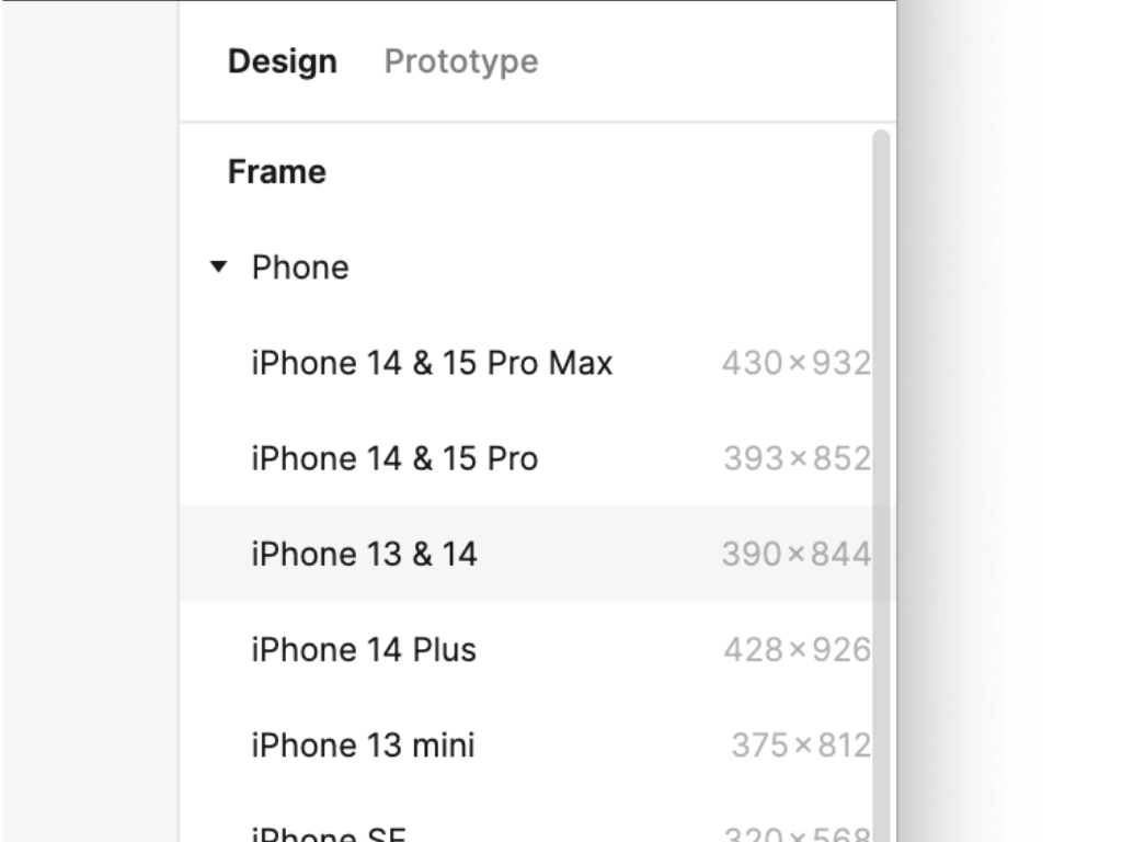 フレームメニューからiPhone13&14を選択