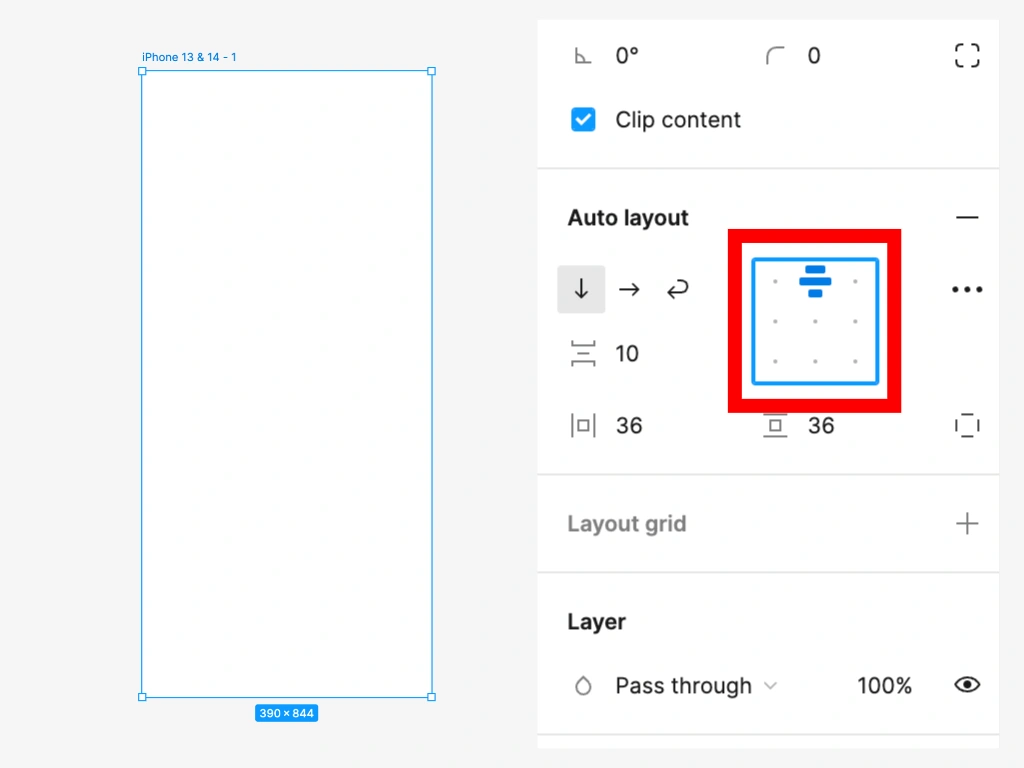 Auto layout の要素の配置設定をAlign top centerに設定